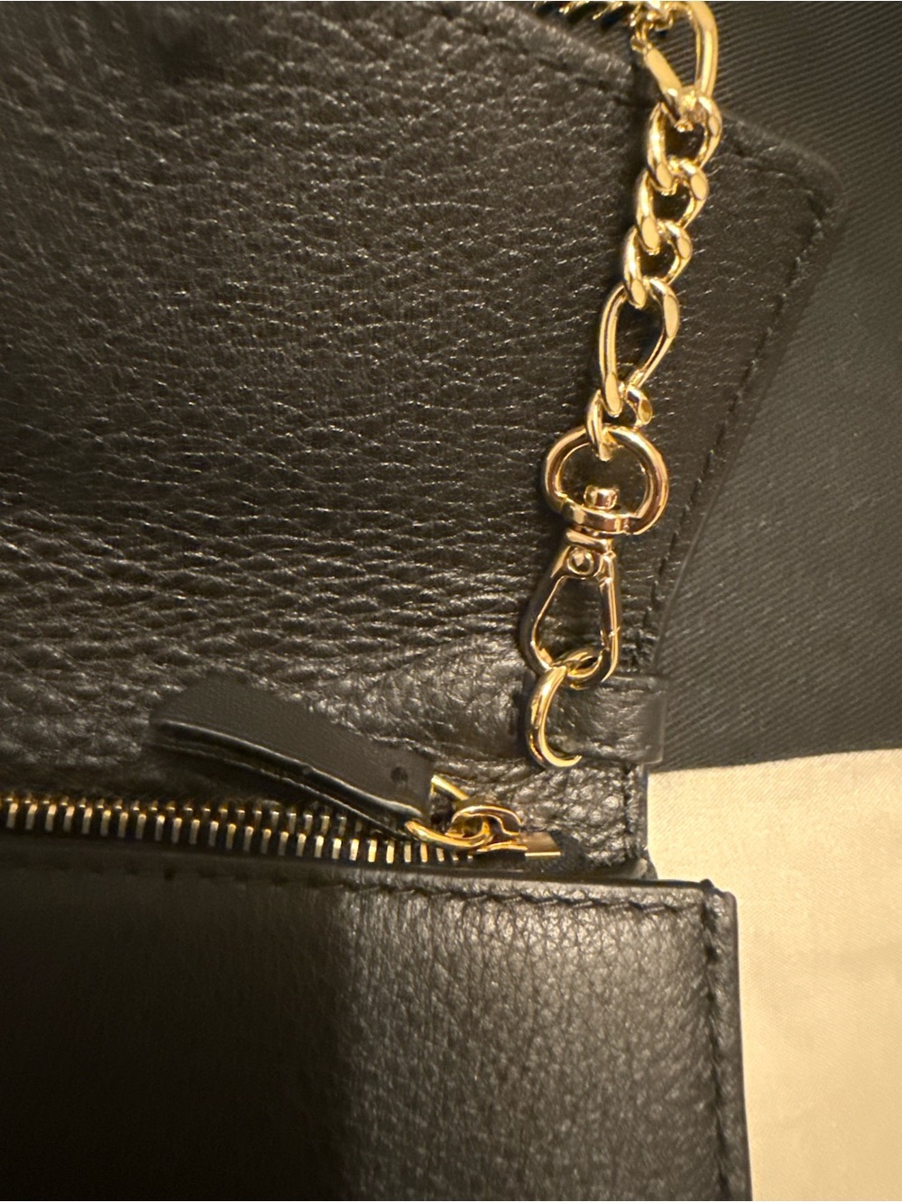 Strathberry Black Leather Wallet on Chain with Gold Arc Hardware - Picture 4 of 13